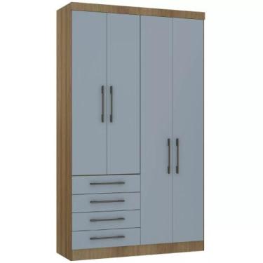 Imagem de Guarda-roupa Modulado 134,5cm 4 Portas 4 Gavetas Paris Luciane, Avelã/