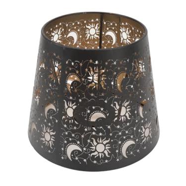 Imagem de YWBL-WH Lâmpada de Metal de Sombra Soas da Natureza Gravação Armazenamento de para Lustres de Piso de Mesa, E27 E26 CLAMP/suporte para a Sala de Estar do Quarto, Preto