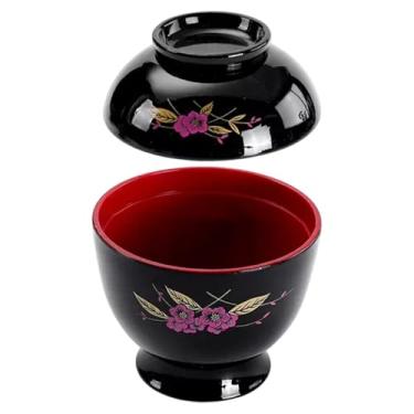 Imagem de IEUDNS Tigela de sopa de missô, tigela de arroz, presente de inauguração de casa multiuso, utensílios de mesa, estilo japonês para ramen, cereal, aperitivo, Padrão de Flor de Ameixa