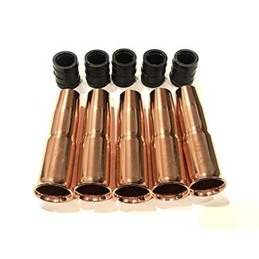 Imagem de Pacote com 5 bicos de gás 24A-62 5/20.3 cm + 5-pk Isolador 34A para pistola de solda MIG Tweco #3/#4 e Lincoln Magnum 300-450