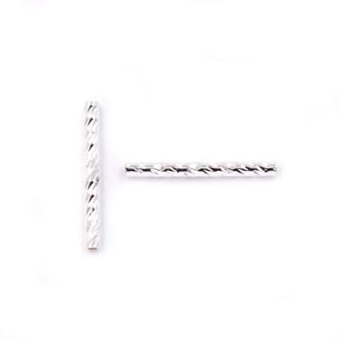Imagem de malahill Contas de tubo streight para fazer joias 100 peças 1,5 x 15 mm prata