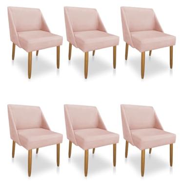 Imagem de Kit 06 Cadeiras Poltrona Juliana Suede Pés Palito Castanho - Pallazio