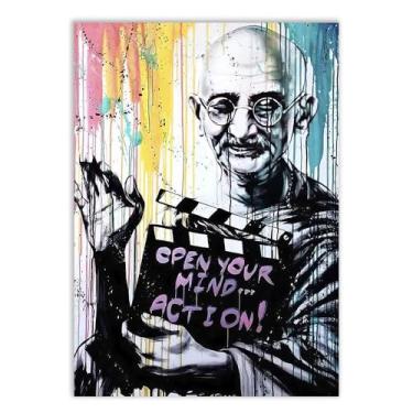 Imagem de Placa Decorativa Grafite Mahatma Gandhi Arte De Rua Banksy