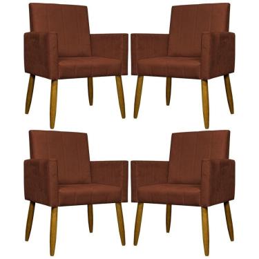 Imagem de Kit 4 Poltronas Decorativa Para Sala Recepção Consultório Escritório Mari Suede