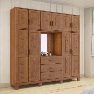 Imagem de Guarda Roupa Capelão 10 Portas 3 Gavetas Linha Cobre 1278C Castanho Finestra