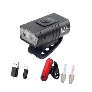 Imagem de simhoa Luz dianteira e traseira de bicicleta, conjunto de luzes de bicicleta, farol de bicicleta e conjunto de lanterna traseira para crianças, adultos, Style C