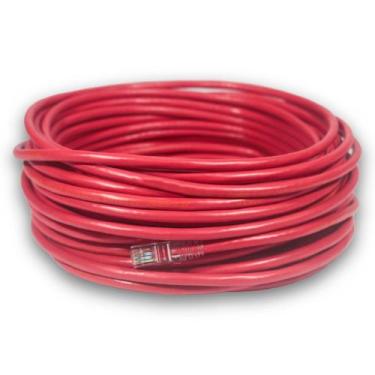 Imagem de Cabo De Rede CAT6 10 Metros 10m 100% Cobre Vermelho Crimpado Ethernet 
