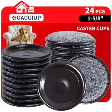 Imagem de GAGUIUP Rodízios Redondos Para Móveis Com Base De Carpete 1 5/8", Deslizadores Reutilizáveis Em Pisos Madeira, Almofadas Feltro E Bases Proteger Cerâmica Ou Laminados Contra Arranhões, Marrom/Cinza
