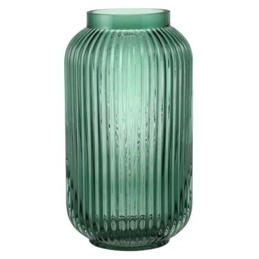 Imagem de MARTAGE Vaso de vidro canelado, vaso de flores verdes para buquês, vasos de vidro para flores, vasos modernos para sala de estar, quarto, cozinha, mesa de jantar, escritório, casamento, 20 cm