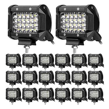 Imagem de Barra de luz LED Pods de 10 cm, 20 peças x 72 W 14400 lm, luz branca para trabalho, neblina, off-road, feixe de luz à prova d'água, cubo de LED para caminhão, Jeep, ATV, UTV, SUV, barco