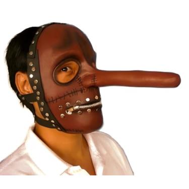 Imagem de Máscara de látex Chris Fehn nariz longo com zíper e boca de Halloween adereço para fantasia, Branco, tamanho �nico
