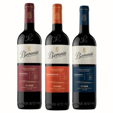Imagem de Kit Degustação 3 Vinhos Tinto Espanhóis Beronia 750ml