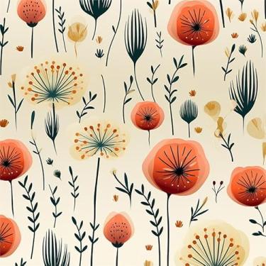 Imagem de VistaPalette Moderno bege creme amarelo laranja vermelho flores silvestres descascar e colar papel de parede decoração de parede autoadesivo papel de parede cola fácil de retirar contato para