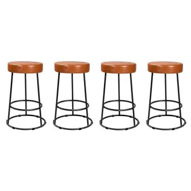 Imagem de Kit 4 Banquetas Roma 70cm Couríssimo Amarula - Salaone Amarula