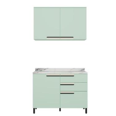 Imagem de Cozinha Pequena Modulada Herval Manhattan, 120 cm, Verde Bali