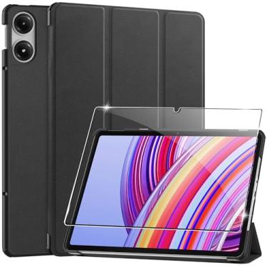 Imagem de Suttkue Capa para Xiaomi Redmi Pad Pro/Xiaomi Poco Pad, capa rígida de alta qualidade, leve, poliuretano de qualidade, resistente a arranhões, preta para tablet de 12,1 polegadas - preta