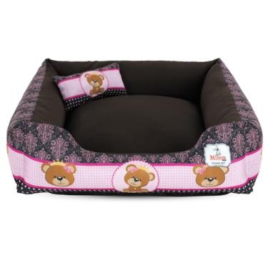 Imagem de Cama para Cachorro Gato Trend Line Mileva 2Pçs -Coleção Ursinhos (60x60 cm, Ursinha Princesa Marrom)