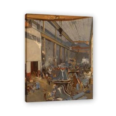 Imagem de Munitions John Lavery Classic Realist Portrait & War Scene Canvas Art – Arte irlandesa decoração de parede para casa emoldurada 30 x 39 cm