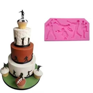 Imagem de Molde Silicone Jogadores Esporte Beisebol Taco Bola Jogador - Luyke