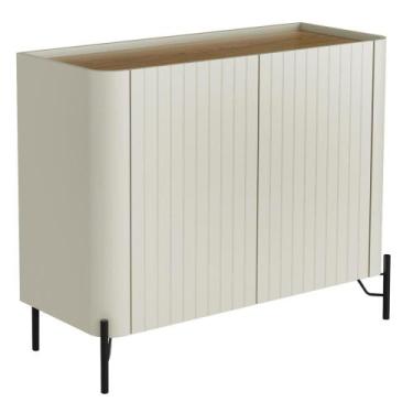 Imagem de Buffet Sala de Jantar 2 Portas Brise 1 Gaveta Pés Industrial Preto Nai