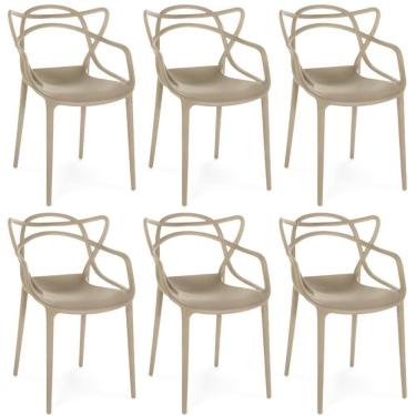 Imagem de Kit 6 Cadeiras De Jantar Allegra Prática Empilhável - Nude