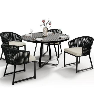 Imagem de Kit Mesa Wine E 4 Cadeiras Área Externa Bethari D04 Preto