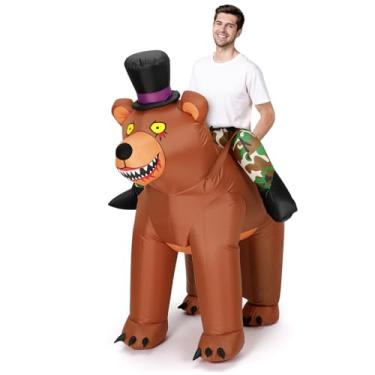 Imagem de VioraWhite Fantasia inflável para adultos, passeio no dia das bruxas, fantasia para homens e mulheres, dia de Ação de Graças, Natal, Carnaval, cosplay, Marrom, about 59 inches