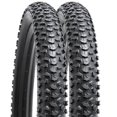 Imagem de YUNSCM 2 peças de pneus de bicicleta de 40,6 cm 16 x 2,125/54-305 60TPI e 40,6 cm válvula Schrader com 2 tiras de aro compatíveis com bicicleta de montanha/off-road 16 x 1,95 16 x 2,0 16 x 2,15 pneus