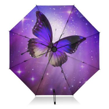 Imagem de Guarda-chuva SLHKPNS Compact Butterfly Violet Abrir/Fechar Automaticam