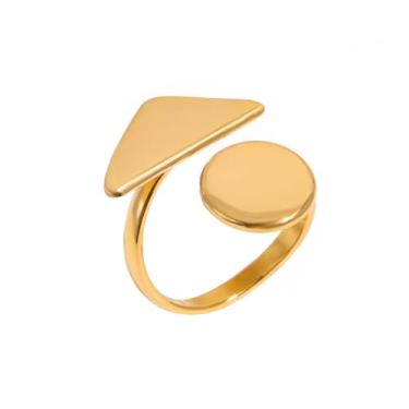 Imagem de Anéis geométricos empilháveis para mulheres, aço inoxidável, minimalista, eternidade, anel, círculo, triângulo, envoltório aberto, dedo do meio, casamento, coquetel, declaração, amizade, joia