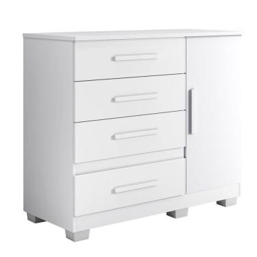 Imagem de Cômoda New Florença 4 Gavetas 1 Porta Com Sapateira -benetil Branco