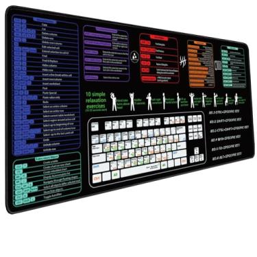 Imagem de Tapete de mouse grande - Windows, escritório, Excel, Adobe Photoshop, teclas de atalho, tapete de mesa de jogos estendido para PC. Tapete de mouse com borda costurada antiderrapante, tapete de teclado