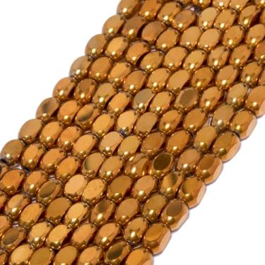 Imagem de Songxi 70 peças de contas de vidro ovais semi-banhadas a ouro para fabricação de joias, contas de cristal feitas à mão de 5 x 8 mm para pulseira, colar, chaveiro, contas espaçadoras soltas para artes