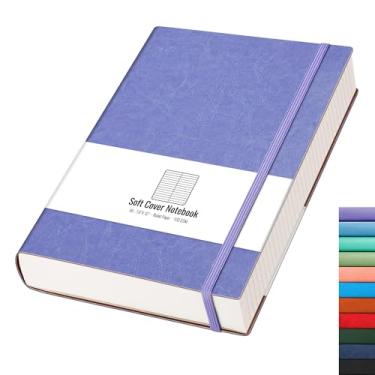 Imagem de AHGXG Caderno pautado – Diário de couro com 320 páginas numeradas para mulheres, papel pautado universitário grosso de 100 g/m², diário grande B5 de capa mole para escola de trabalho, 19 cm x 25 cm -