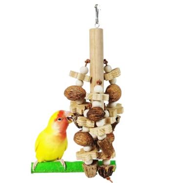 Imagem de Brinquedos de papagaio, brinquedos de mastigar pássaros de nozes naturais para papagaios pequenos e médios Lovebird Quaker Conure Budgie Calopsita - Ideal para a saúde do bico e dos pés de pássaros (1