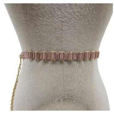 Imagem de Cinto feminino fino couro com corrente CLC1080 - Barão do Couro, Rosê,