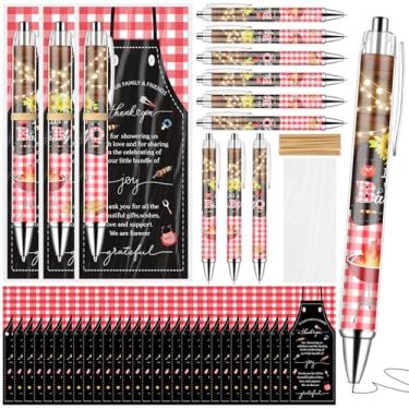 Imagem de Conjunto de 50 lembrancinhas de chá de bebê para convidados It's A Baby Q canetas esferográficas cartões de agradecimento, presentes de festa de chá de bebê, presentes de festa de chá de bebê para