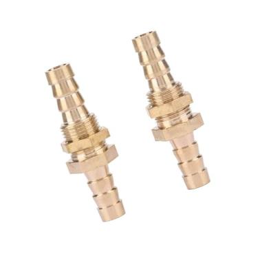 Imagem de EVGATSAUTO 2PCS Latão Bulkhead Encaixe De Tubulação Latão Straight Mangueira Barb Fitting Bulkhead Conector para Usinagem CNC Máquina De Injeção De Torno Automático (8mm)