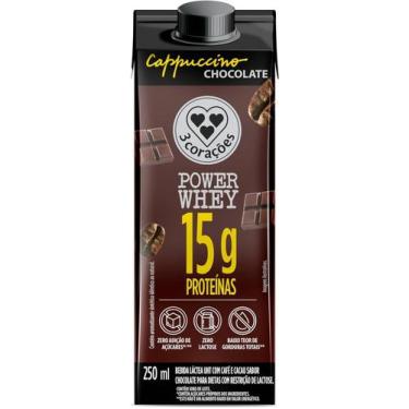 Imagem de Kit c/ 3 Bebida 3 Coracoes Cappuccino Power Whey Chocolate - 3 Coraçõe