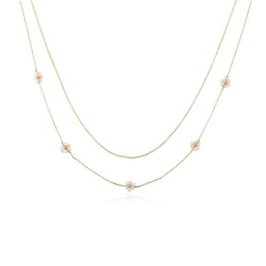 Imagem de IDOKAWA Colar de pérolas naturais de água doce para mulheres, conjunto de gargantilha com pingente delicado feito à mão, colar de pérolas douradas, joias fofas, presentes para esposa e ela