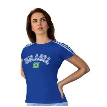 Imagem de Baby Look Brasil Adulto - Glev.Conceito, M, Azul