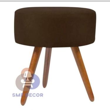 Imagem de Puff Redondo Descanso Para Os Pés Com Pézinho Palito Smf Decor marrom