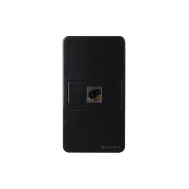 Imagem de Placa Para Condulete Caixa 3/4" Com Tomada Para Telefone Margirius Sleek Rj11 4 Fios Preto Ebony Preto
