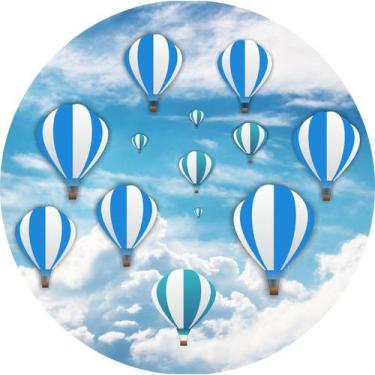 Imagem de Painel de Lona Redondo Céu Balão Azul 001 - Fabrika De Festa, 180x180c