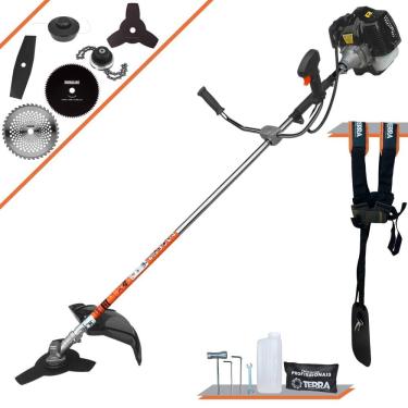 Imagem de Aparador de Grama Completo Terra GRH-430 À Gasolina Motor 2T 43cc 6.500rpm 1,7HP de Potência Com Kit 4 Lâminas de Corte, Trimmer e Carretel de Nylon