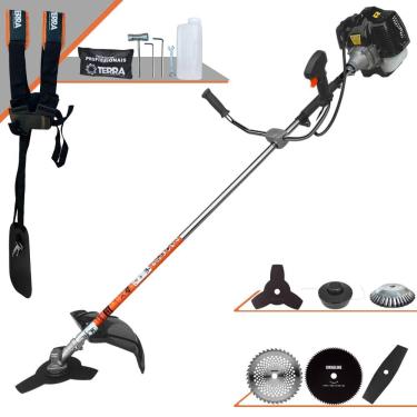 Imagem de Máquina de Cortar Grama Lateral À Gasolina 2T Terra GRH430 43cc 1,7HP de Potência 6.500rpm Roçadeira Multifuncional Completa Com 6 Opções de Cortes