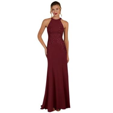 Imagem de Vestido Mãe da Noiva Yuxin Burgundy Mermaid Satin Lace