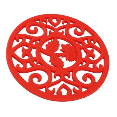 Imagem de Zhjvihx Titulares de Maconha TRIVETS, Silicone Round Evite Escorregando TIVET MAT MULTIPULIFICADO CONFILÍVEL PARA TIRA PARA CAUSTAL (Vermelho)