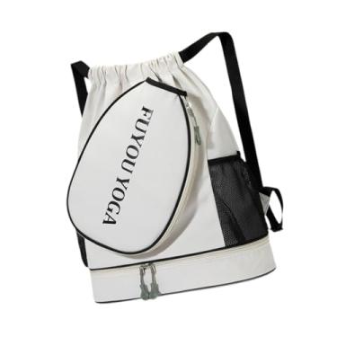 Imagem de Colaxi Bolsa de tênis Bolsa de remo Mochila de tênis Portátil à prova d'água Bolso lateral Academia Duffel para atividades ao ar livre Badminton Mulheres, Branco