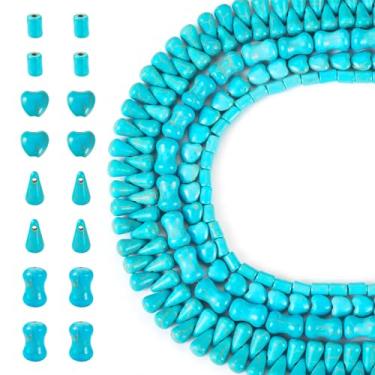 Imagem de Elecrelive 4 fios contas turquesa azul osso lágrima coração coluna pedra preciosa sintética para pulseiras bolo colares brincos faça você mesmo joias